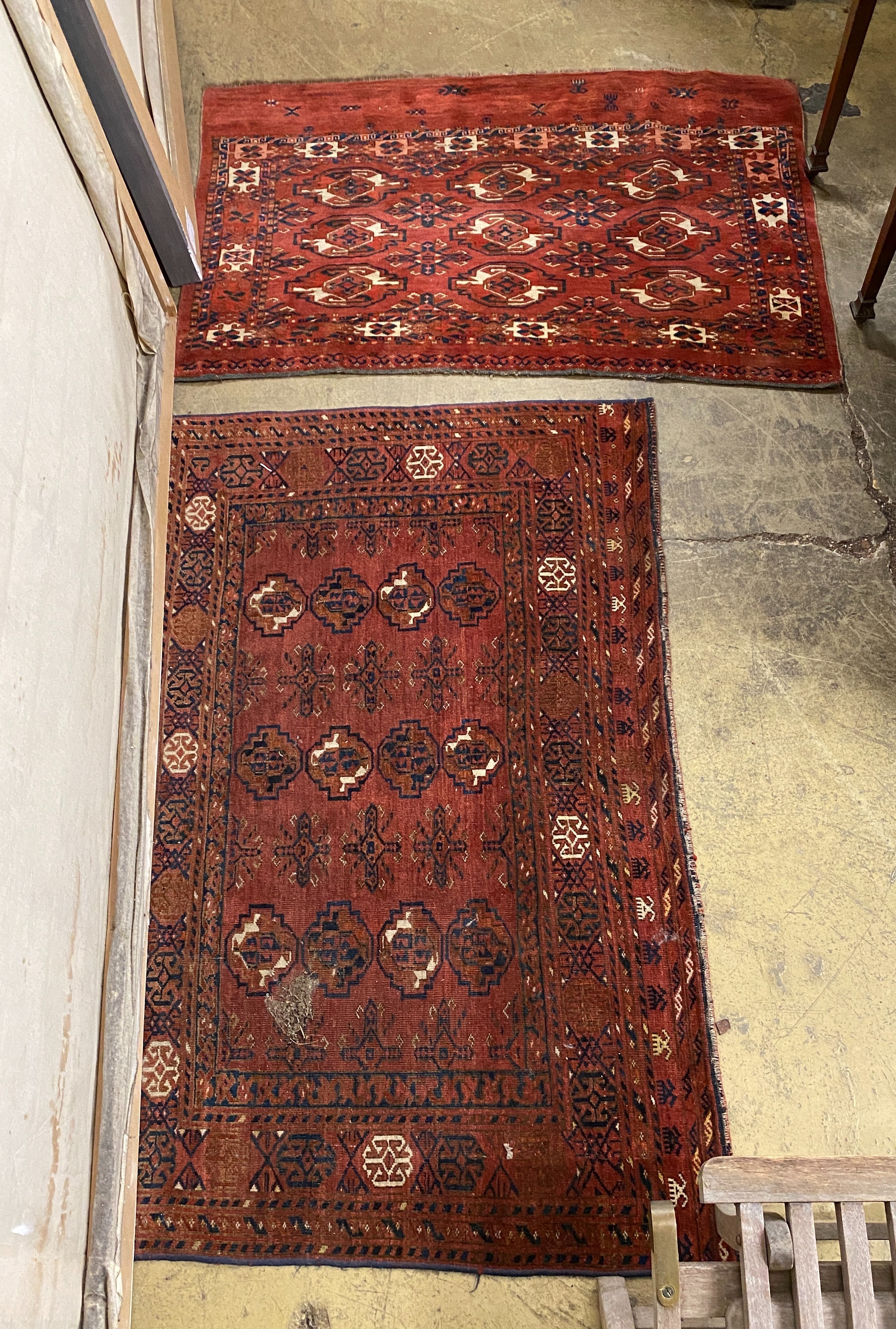 Two Tekke red ground rugs, larger 136 x 94cm